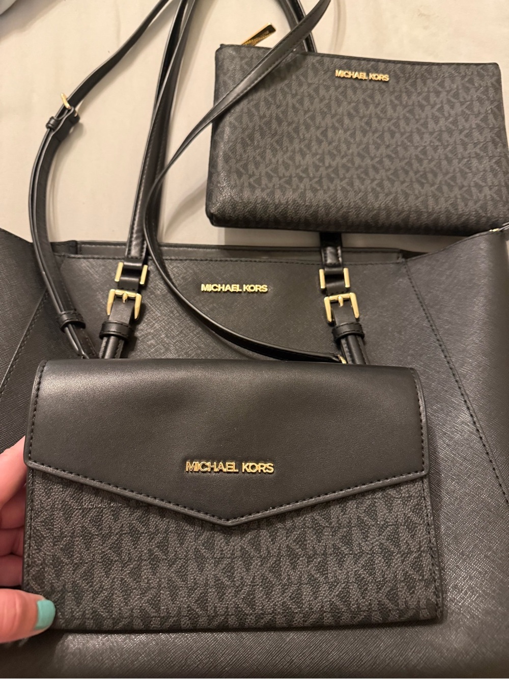3 in 1 Michael Kors Black Saffiano Tote